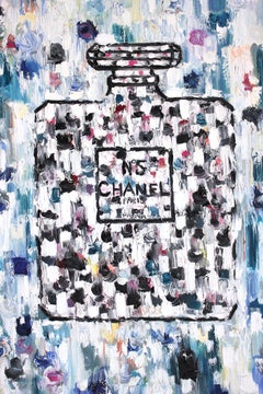 "Dripping Dots - Chanel in St. Tropez" Oil On Canvas Chanel Perfume Bottle