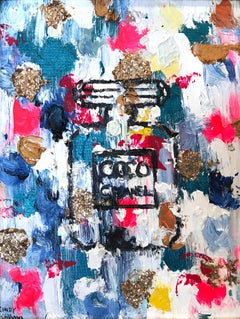 "Dripping Dots - Coco Chanel" Colorful Pop Art Chanel Perfume Bottle Painting