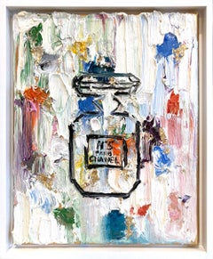 "Dripping Dots - Coco Chanel in St. Barths" Contemporary Perfume Bottle Painting