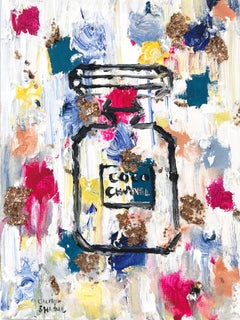 "Dripping Dots - Coco Chanel in St. Barts" Contemporary Perfume Bottle Painting