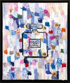 "Dripping Dots - Coco in Barcelona" Pop Art Chanel Perfume Bottle Oil Painting