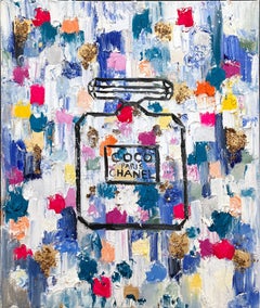 "Dripping Dots - Coco in Ibiza" Pop Art Chanel Perfume Bottle Oil Painting