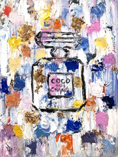 "Dripping Dots - Coco in Paris" Pop Art Chanel Perfume Bottle Oil Painting