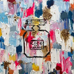 "Dripping Dots - Coco in Portofino" Pop Art Chanel Perfume Bottle Oil Painting