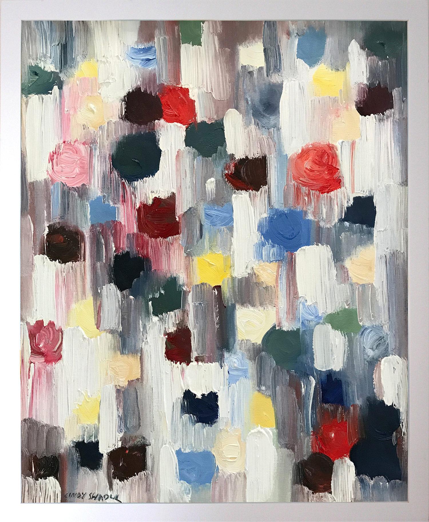 Cindy Shaoul Abstract Painting - Dripping Dots, Downtown Lights