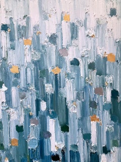 "Dot Dot - Smeraldi" Pittura ad olio astratta colorata e sfumata su tela