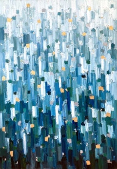 "Dripping Dots - Emeralds" Colorful Gradient Abstract Oil Painting on Canvas