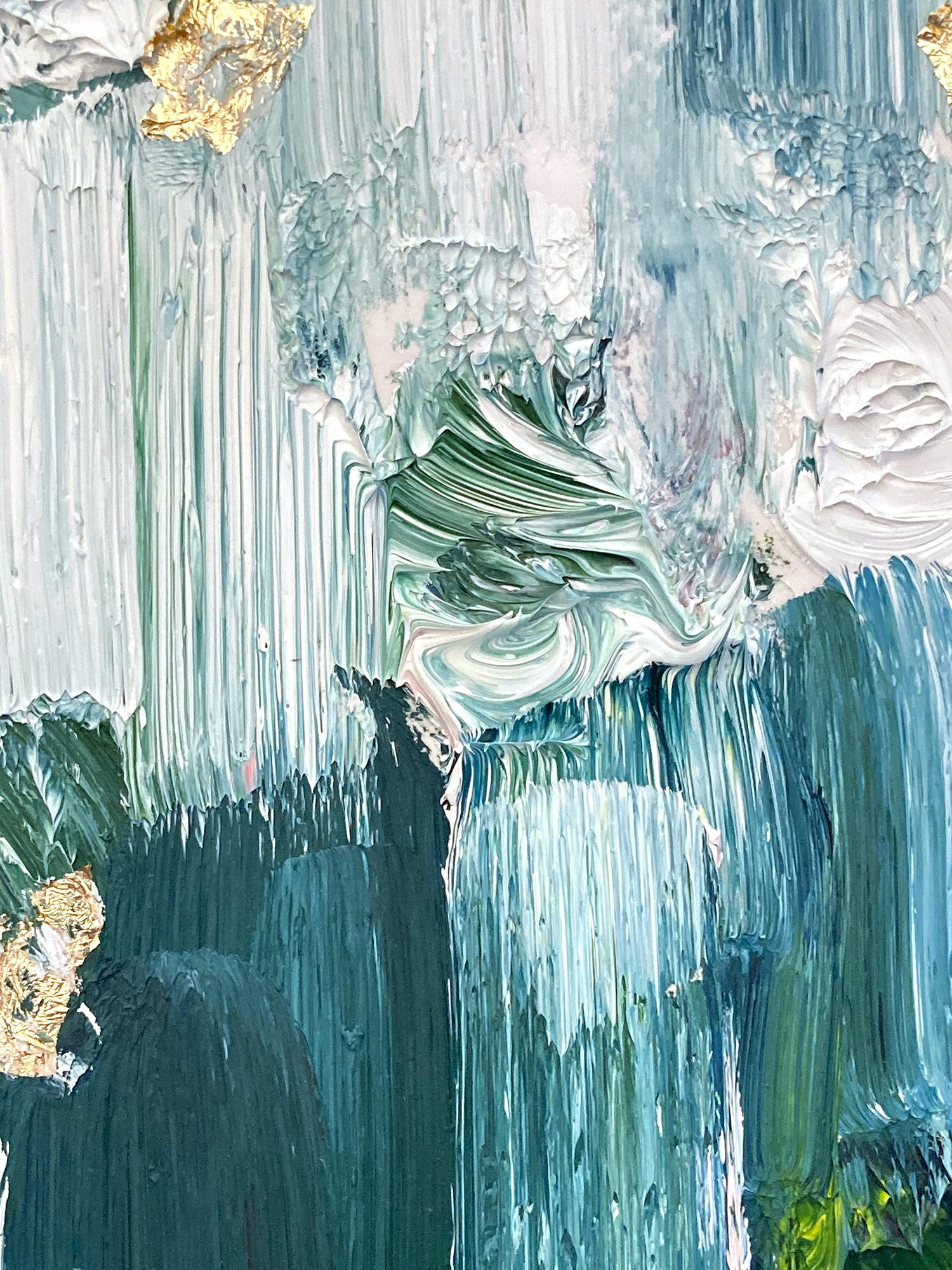 Grazie agli strati di olii brillanti e alle pennellate di pennello, la pittura è in grado di brillare e scintillare in un disegno davvero unico. L'artista utilizza oli dalla texture spessa e pezzi di vetro impreziositi a mano per aggiungere