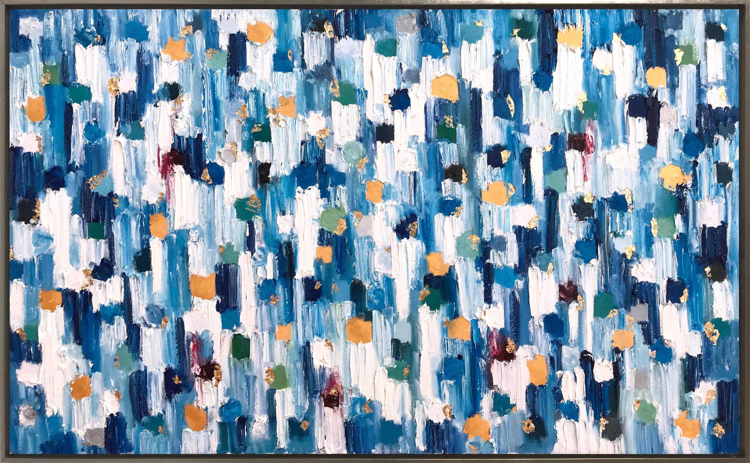 Cindy Shaoul Abstract Painting - "Dripping Dots - Essex" Colorful Abstract Oil Painting on Canvas