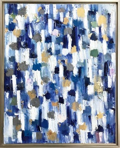 Dripping Dots, Essex, Gold and Silver, Abstract, Oil Painting