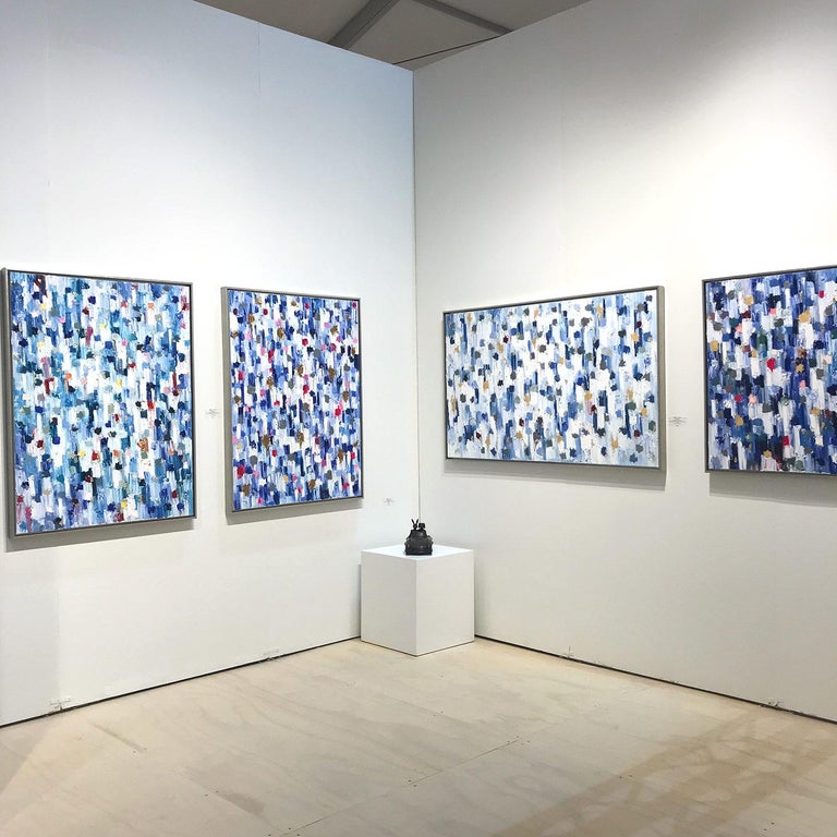 Cindy Shaoul "Dripping Dots Geneva" Colorful Abstract Oil Painting