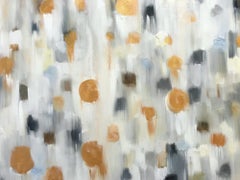 "Dripping Dots - Geneva" Colorful Contemporary Oil with Gold Painting on Canvas