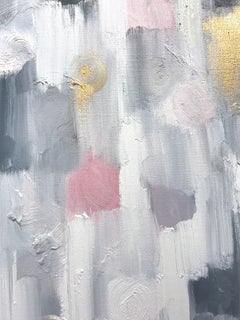 "Dot Dot - Baci del sole d'oro" Pittura a olio astratta contemporanea su tela