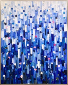 "Dripping Dots - Gramercy" Pintura al óleo abstracta con degradado de colores sobre lienzo