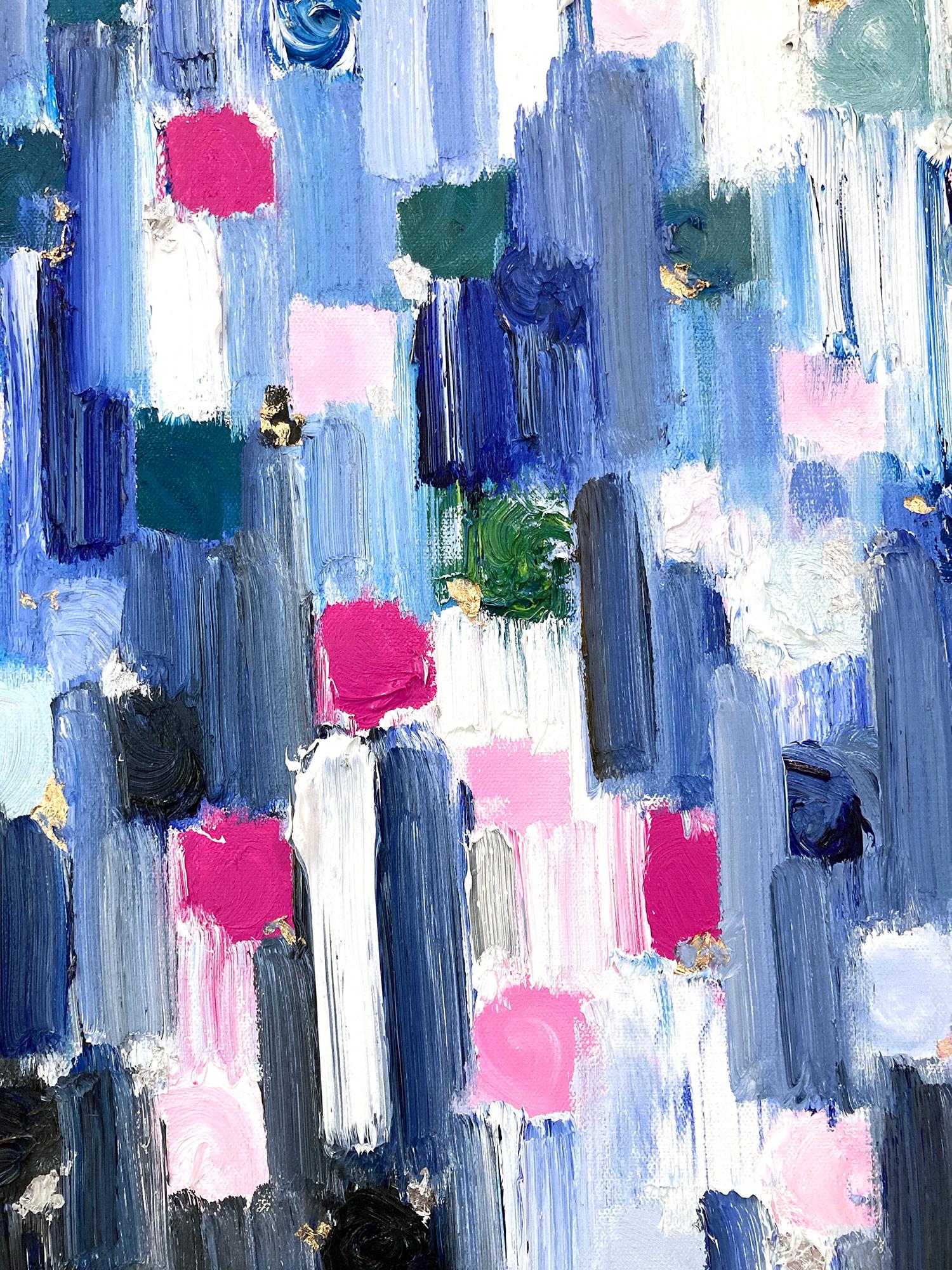 « »Dripping Dots -  Peinture à l'huile abstraite colorée sur toile « Gramercy Park »  - Contemporain Painting par Cindy Shaoul