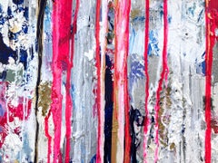 "Dripping Dots - Havana" Colorful & Pink Contemporary Drip Oil Painting Canvas