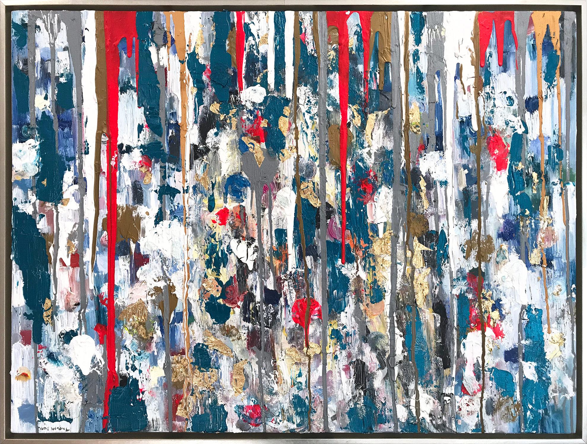 Cindy Shaoul Abstract Painting - Dripping Dots, Havana II