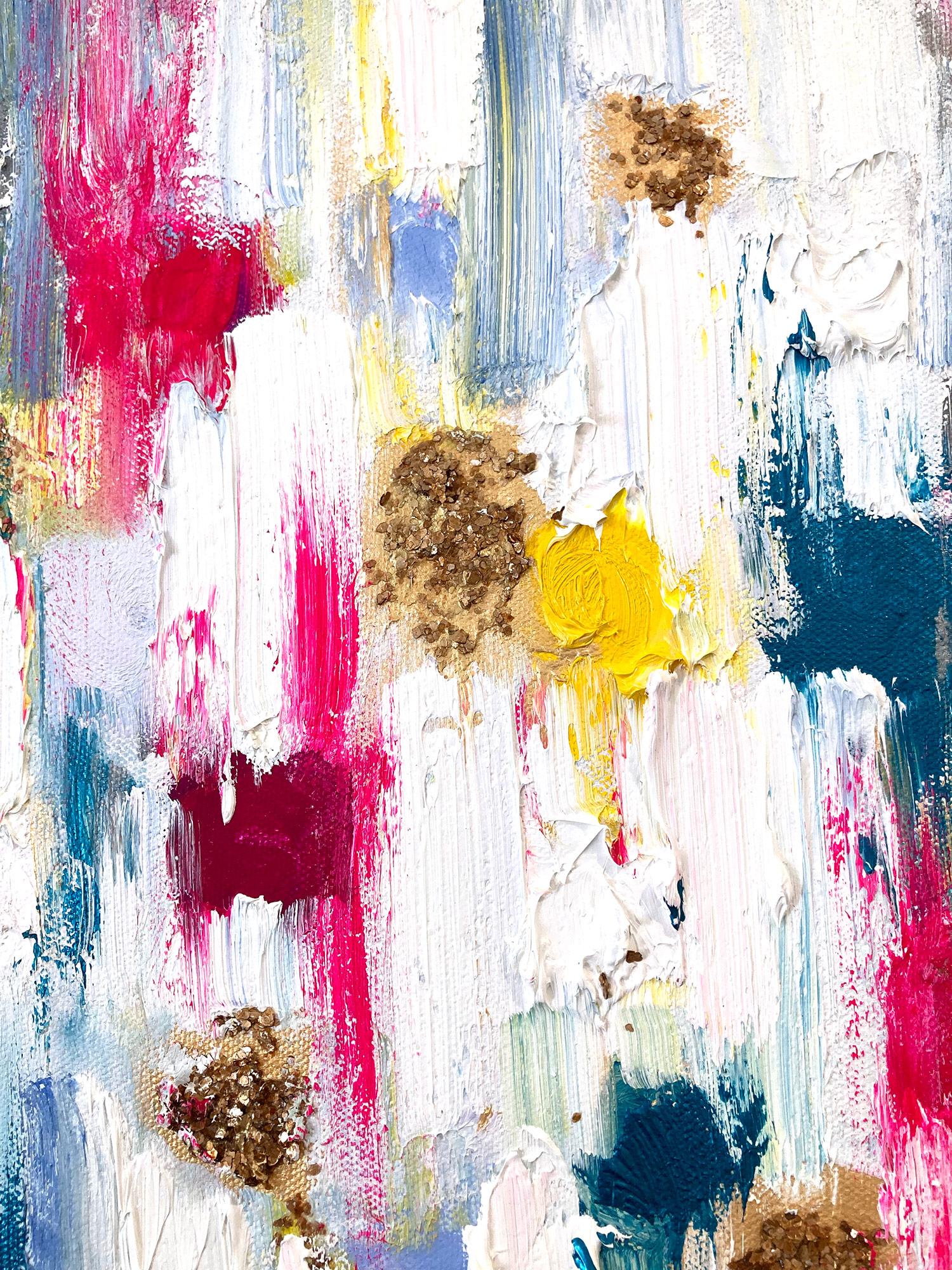 Grazie agli strati di olii brillanti e alle pennellate di pennello, la pittura è in grado di brillare e scintillare in un disegno davvero unico. L'artista utilizza oli dalla texture spessa e pezzi di vetro impreziositi a mano per aggiungere