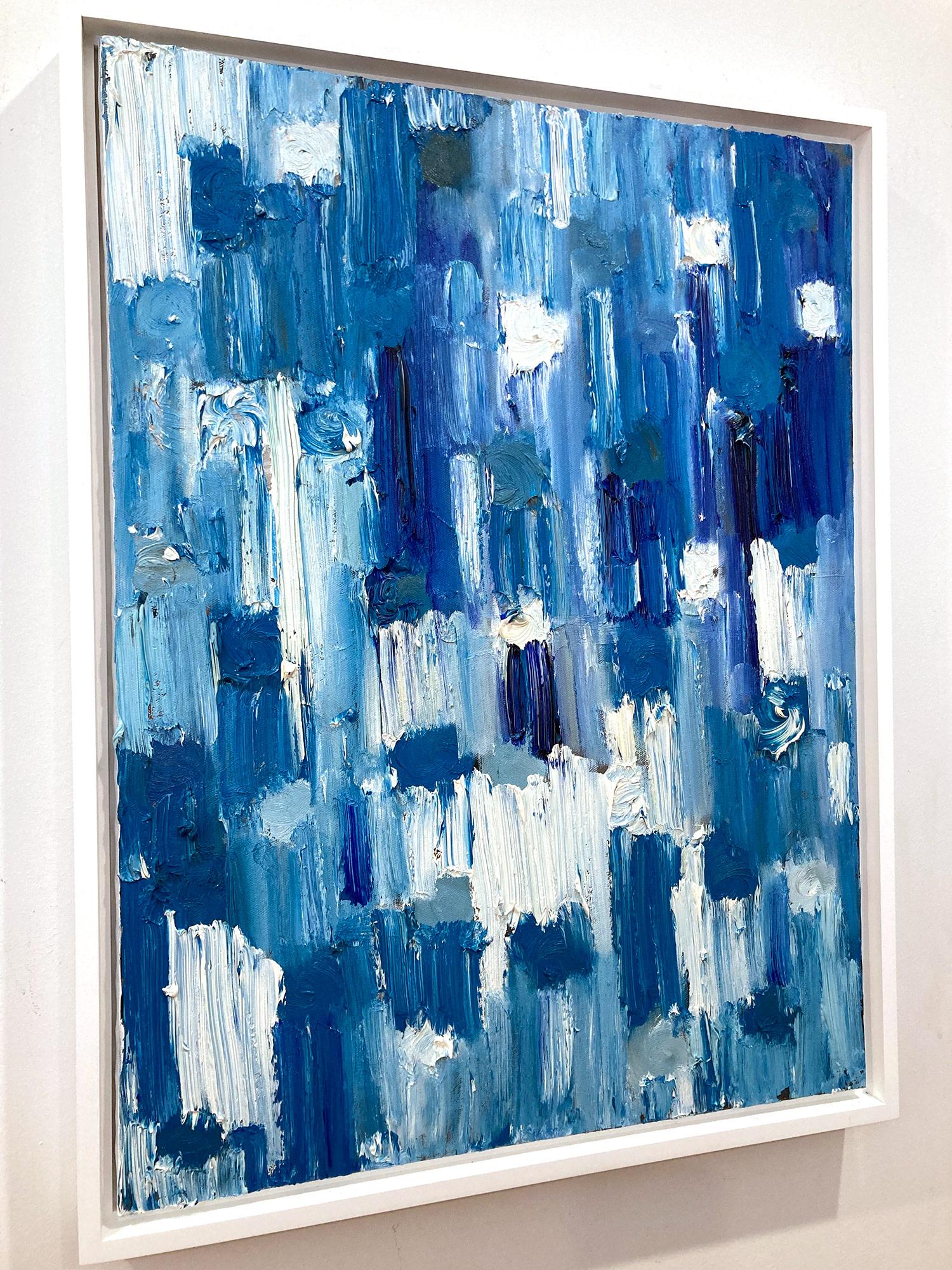 „Dripping Dots - Maldives“ Blaues, farbenfrohes, abstraktes Ölgemälde auf Leinwand im Angebot 9