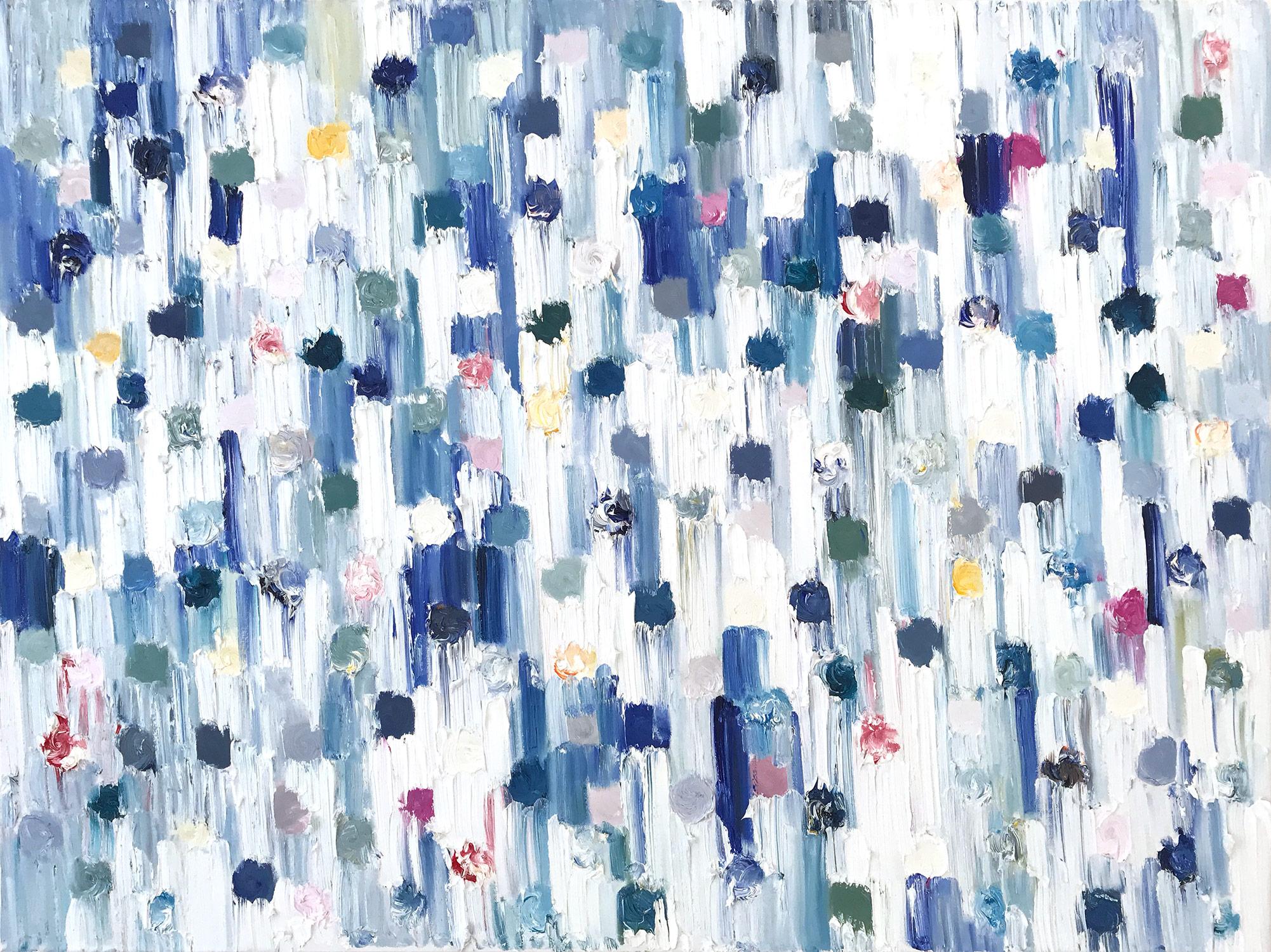 Cindy Shaoul Abstract Painting - "Dripping Dots - Laguna Beach" Colorful Contemporary Abstract Oil Painting