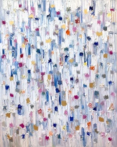 "Dripping Dots - Lights of Cannes" Colorful Abstract Oil Painting on Canvas