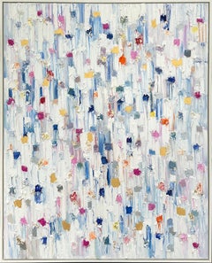 "Dripping Dots - Lights of Cannes" Colorful Abstract Oil Painting on Canvas