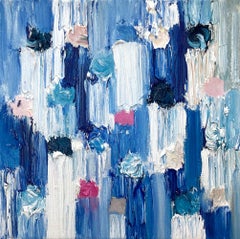 "Dripping Dots - Lights of Capri" Multicolor Contemporary Oil Painting Canvas