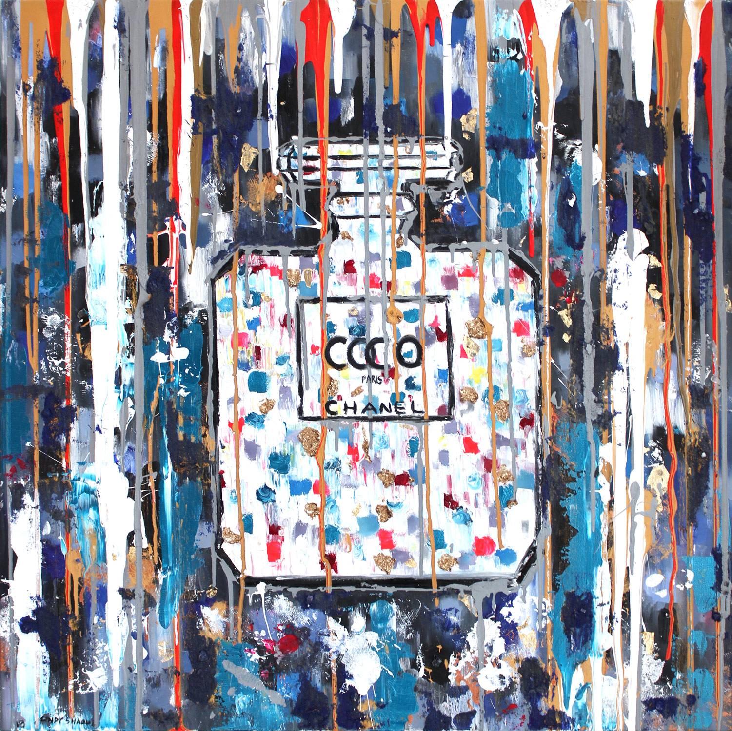 Cindy Shaoul Still-Life Painting - Dripping Dots, Loco for Coco