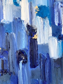 "Dripping Dots - London Hyde Park" Abstract Oil Painting & Gold Leaf on Canvas