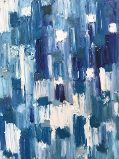 "Dripping Dots - Maldives" Blue Colorful Abstract Oil Painting on Canvas