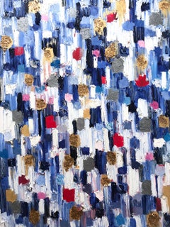"Dripping Dots - Mallorca Nights" Colorful Abstract Oil Painting on Canvas