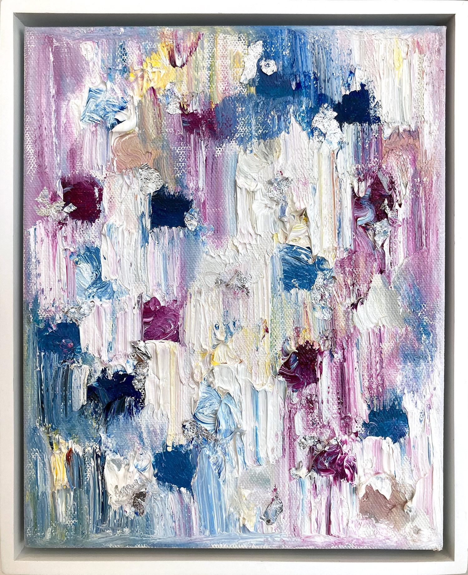 Cindy Shaoul Abstract Painting - "Dripping Dots - Manhattan" Colorful Contemporary Oil Painting on Canvas Framed