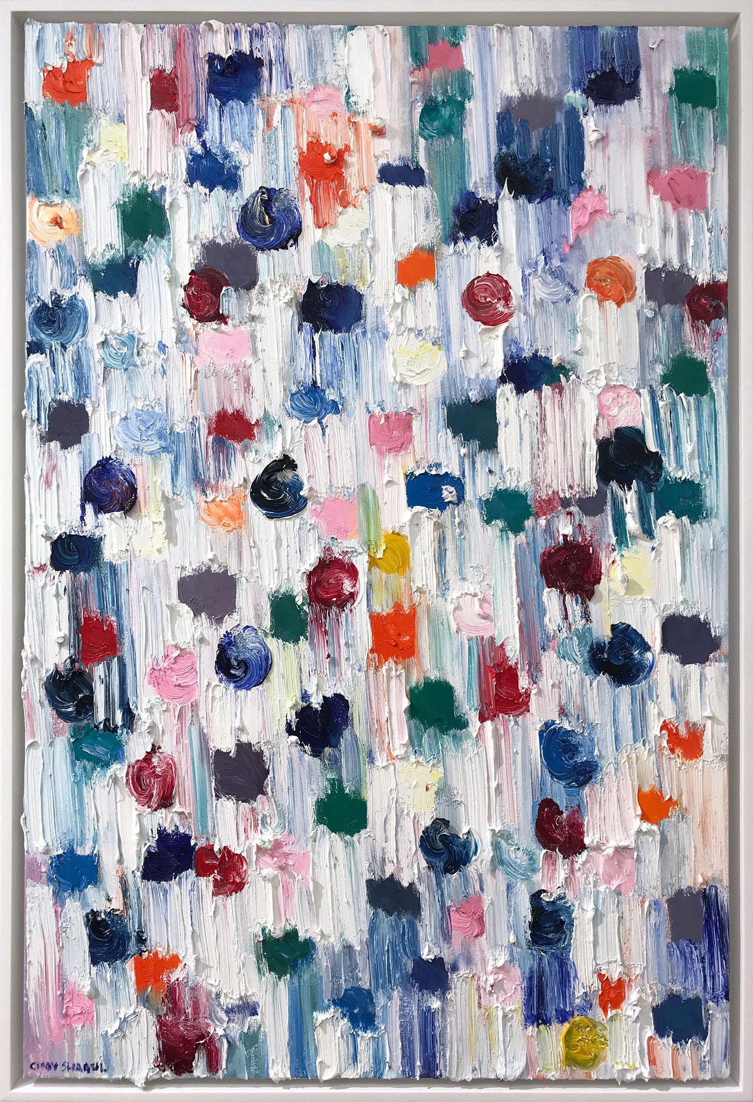 Cindy Shaoul Abstract Painting - "Dripping Dots - Marseille France" Colorful Contemporary Oil Painting on Canvas