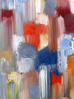 "Dot Dot - Mid Century" Pittura a olio astratta colorata su tela