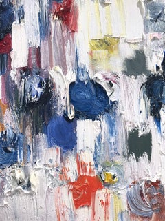"Dot Dot - Milano" Pittura a olio astratta colorata su tela in stile contemporaneo