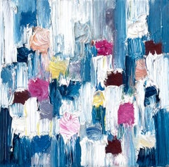 "Dripping Dots - Mini Mykonos" Jewel Tone Contemporary Oil Painting Canvas