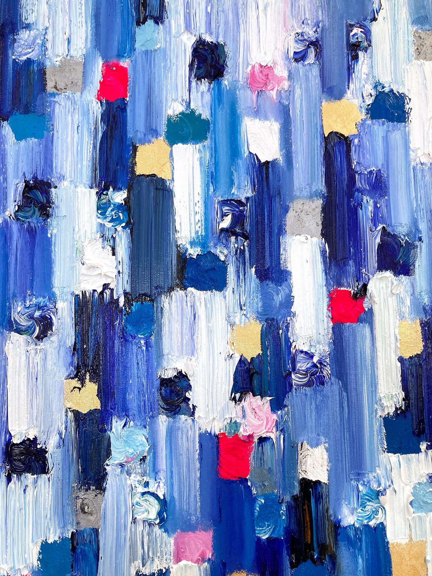 Dripping Dots - Monaco Peinture  l'huile abstraite contemporaine colore sur toile - Contemporain Painting par Cindy Shaoul