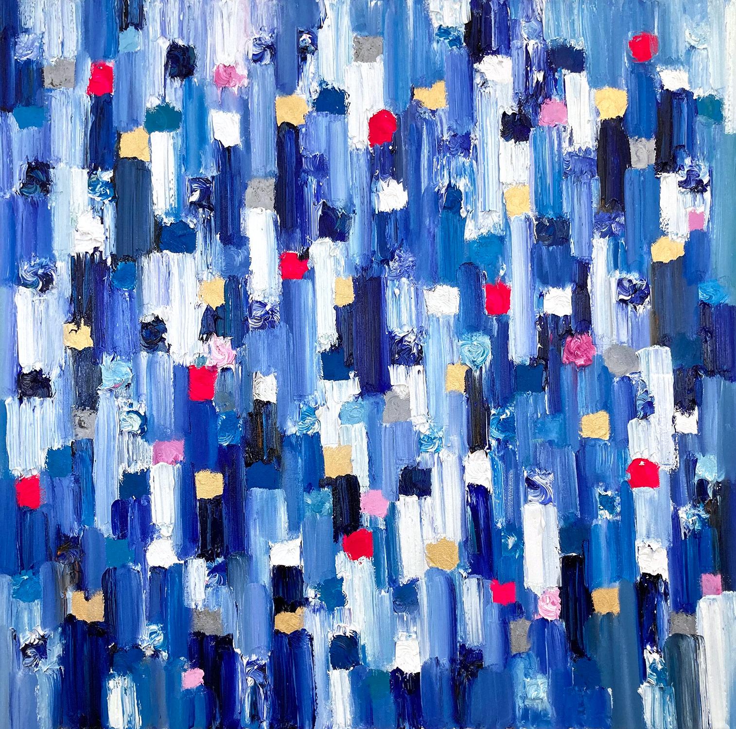 Abstract Painting Cindy Shaoul - Dripping Dots - Monaco Peinture  l'huile abstraite contemporaine colore sur toile