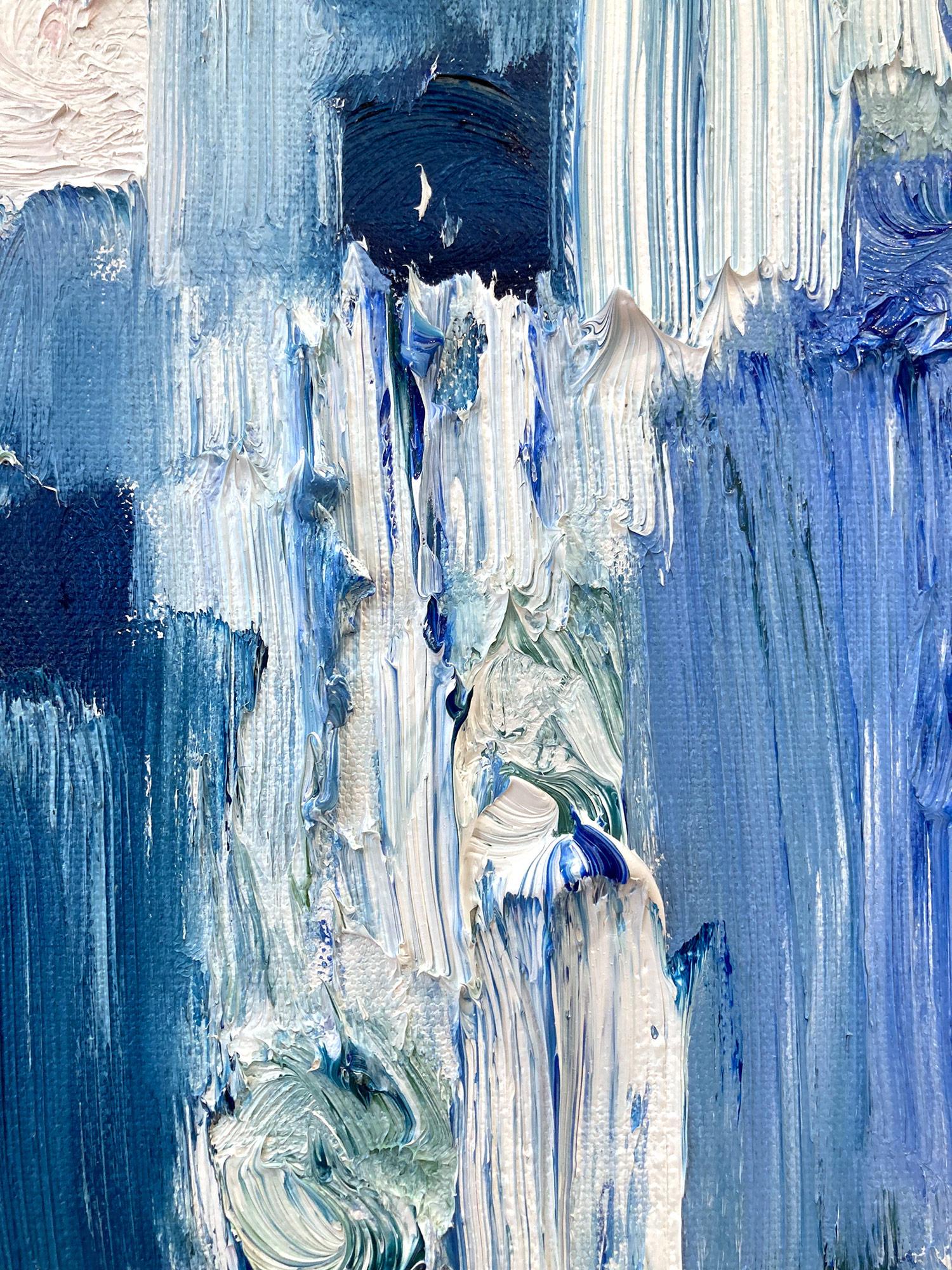 Con capas de óleos brillantes y pinceladas batidas, la pintura es capaz de brillar y resplandecer en un patrón muy singular. El artista utiliza óleos de textura gruesa, vidrio y escamas de oro para añadir un toque urbano muy contemporáneo. La forma