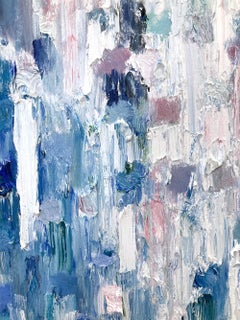 "Dot Dot - Monet Water Lillies" Pittura ad olio astratta colorata su tela