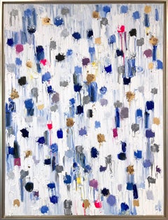 "Dripping Dots - Montclair" Colorful Contemporary Oil Painting on Canvas Framed