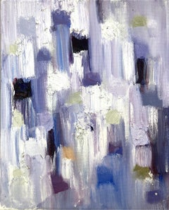 ""Dripping Dots - Montpellier"" Buntes abstraktes Ölgemälde auf Leinwand mit Blattgold