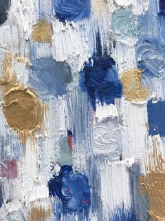 "Dripping Dots - Gold Coast" Colorful Abstract Oil Painting on Canvas