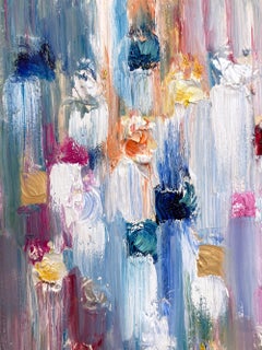 "Dot Dot - Mykonos Getaways" Carta oleografica astratta multicolore e dorata