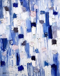 "Dripping Dots - New York at Twilight" Contemporary Oil Painting on Canvas