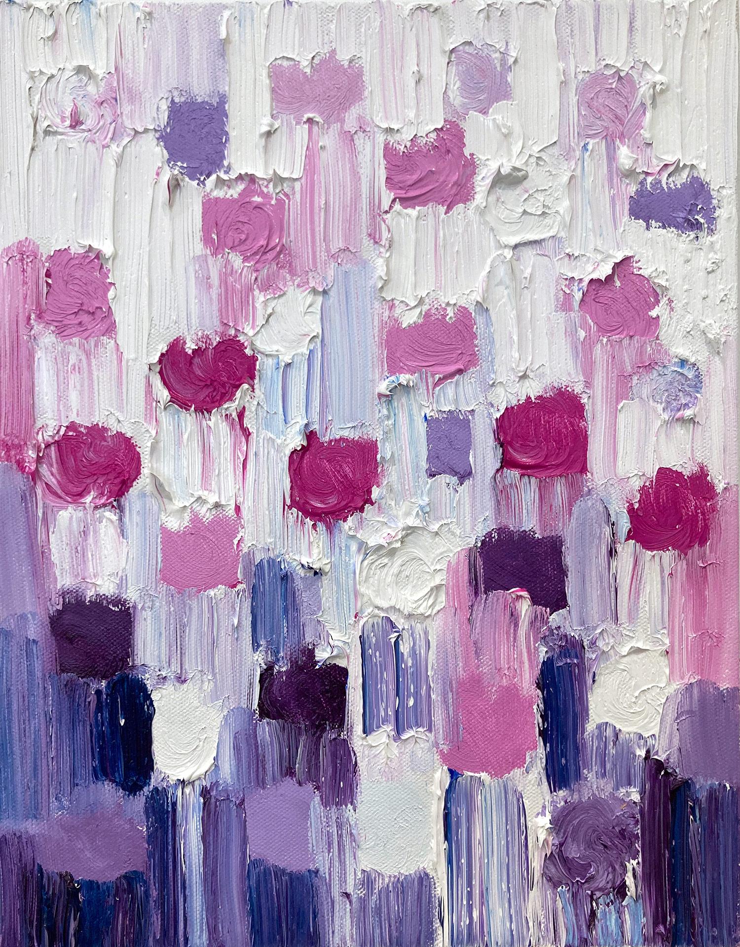 Abstract Painting Cindy Shaoul - "Dripping Dots - Nice, France", peinture à l'huile abstraite colorée sur toile