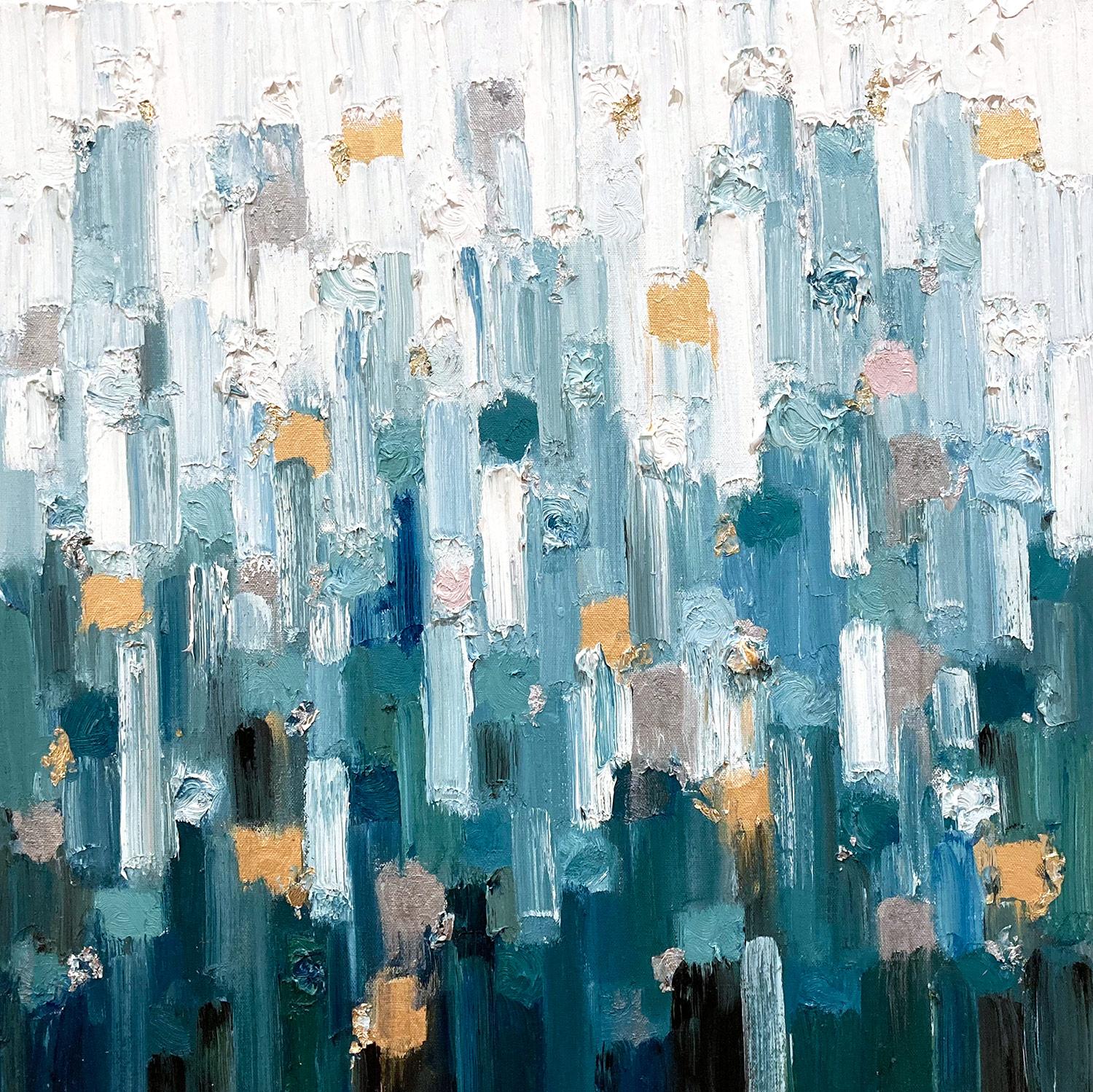 Abstract Painting di Cindy Shaoul - "Dot Dot - Orange County" Pittura a olio contemporanea su tela di Esmeralda Greene & Greene