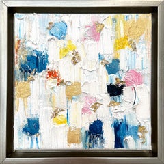 "Dripping Dots - Palm Beach" Multicolor Contemporary Oil Painting Canvas Framed