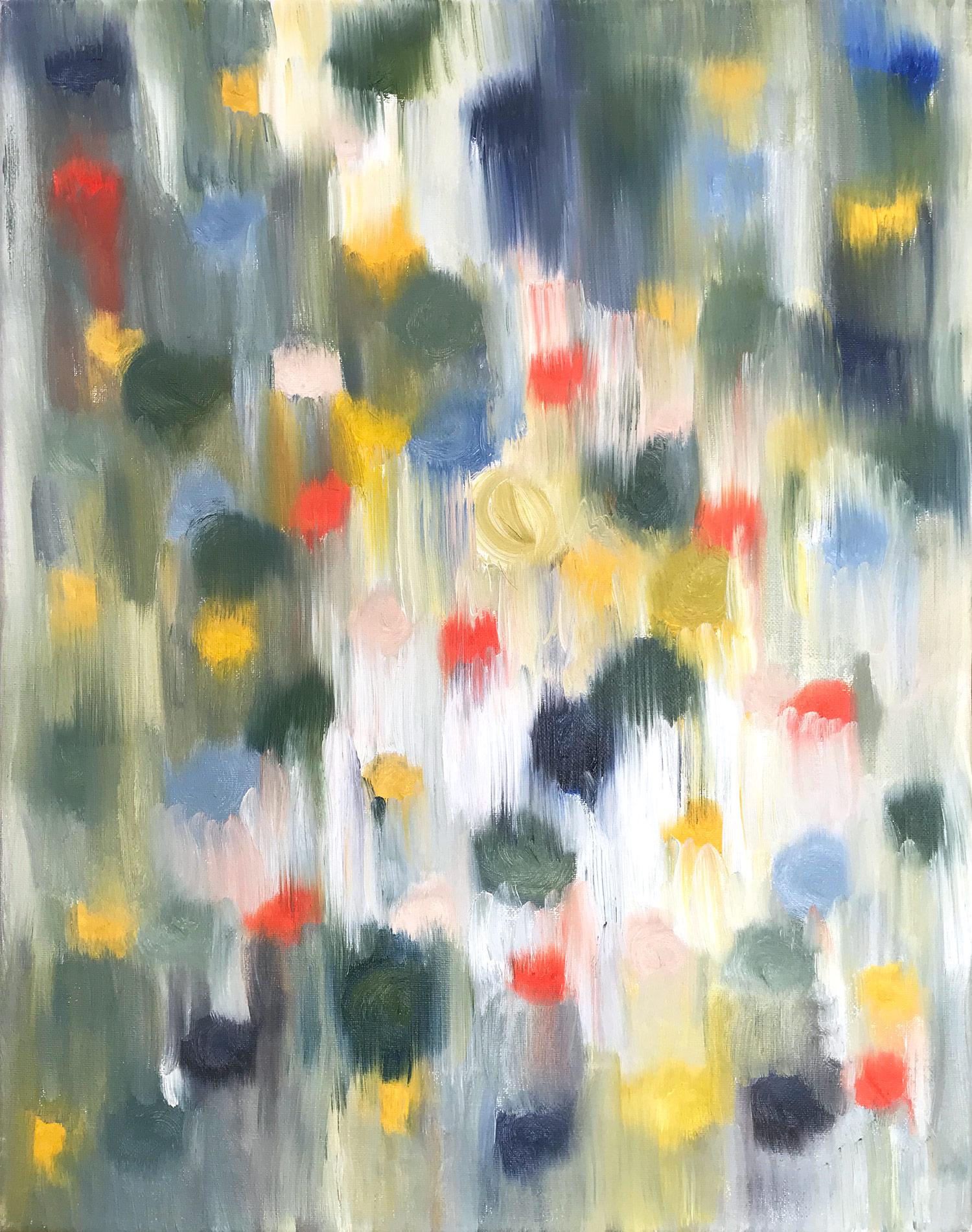Cindy Shaoul Abstract Painting - “Dripping Dots - Palm Springs” Colorful Abstract Oil Painting on Canvas