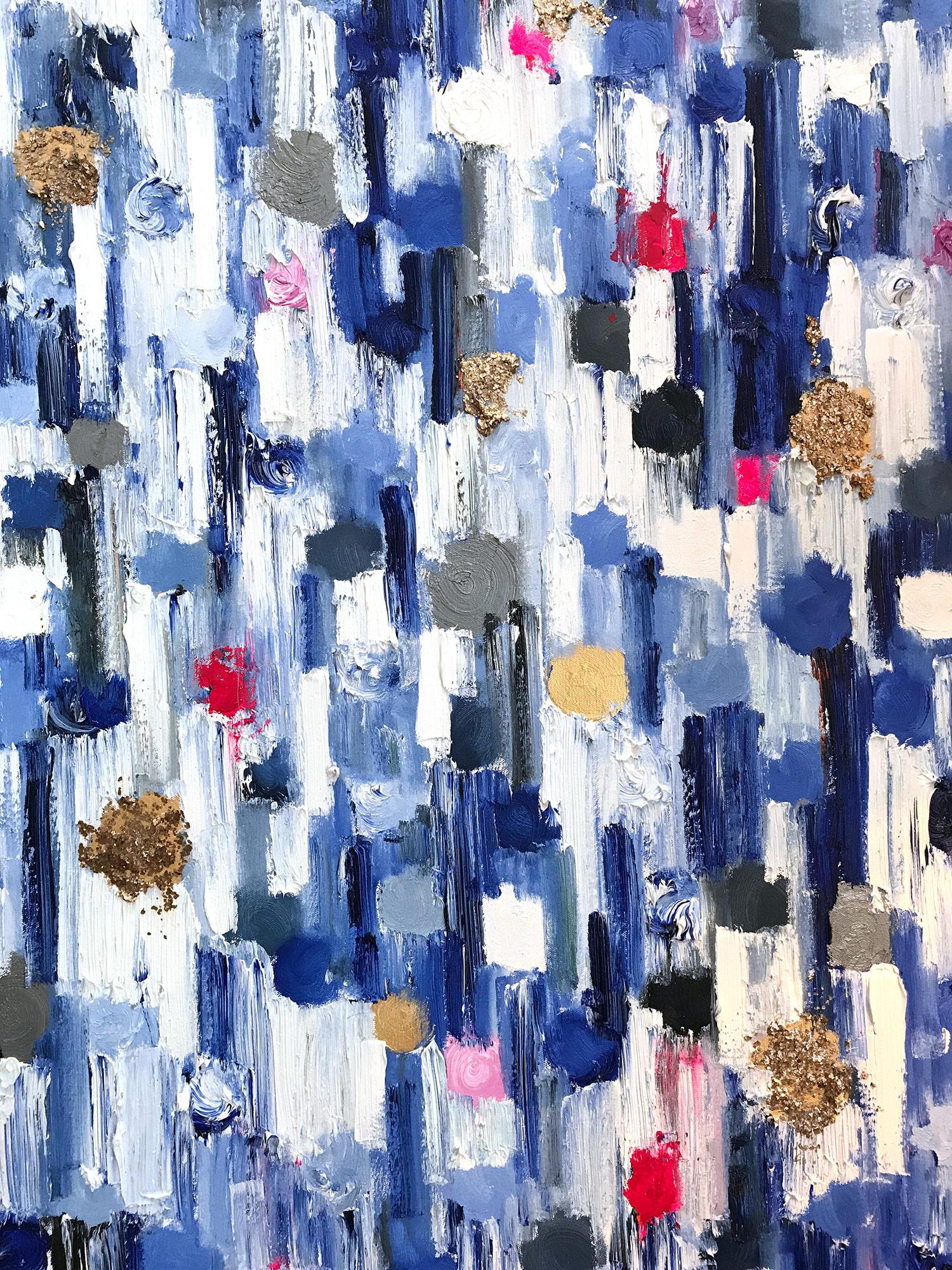 Dripping Dots, Palma, Gold and Silver, Abstract, Oil Painting 9
